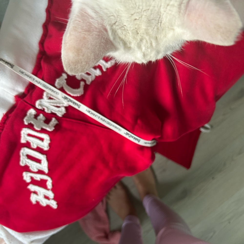 Red Track Pants with White Accents